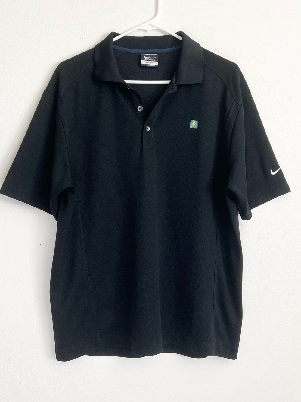 Nike Golf Dri-Fit Black Polo Shirt Mens Medium Embroidered Athleisure Sporty M